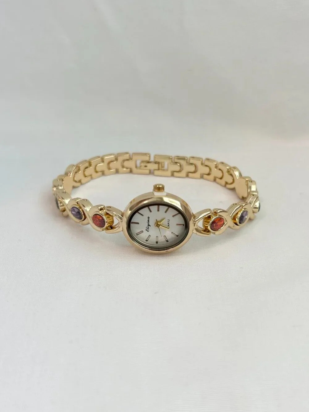 Vintage Inspired Luxury Gold Tone Tourmaline Watch